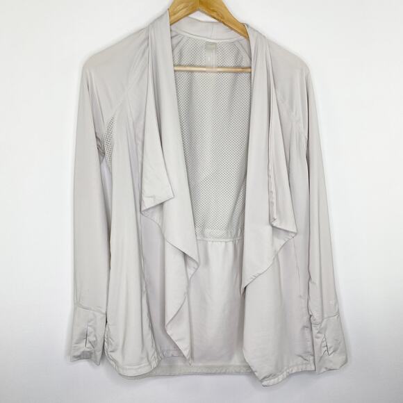 Zuda Z-Sol Drape Front Grey Cardigan Sweater Women's Size XX-Small XXS NWOT - Picture 2 of 8